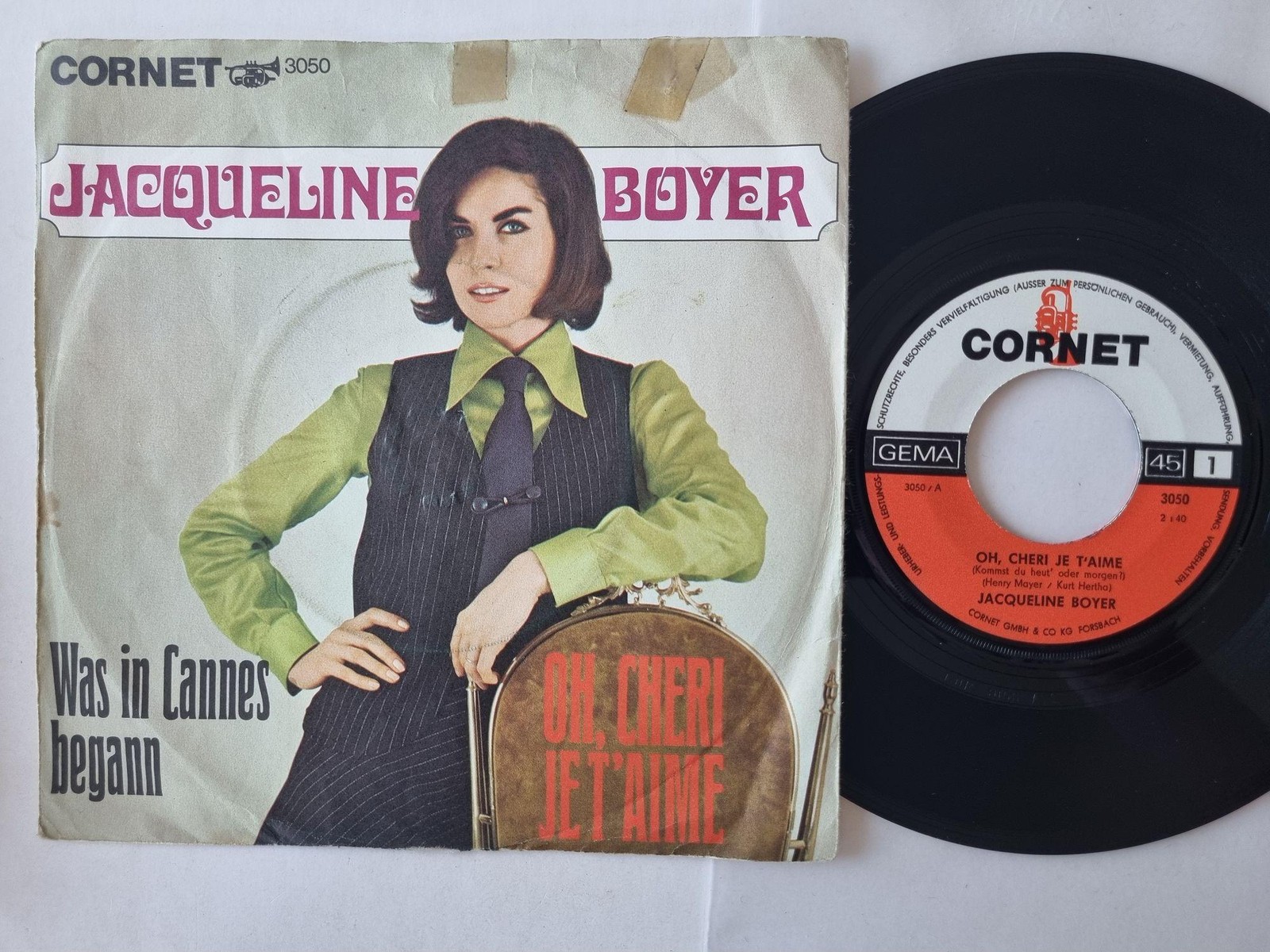 Jacqueline Boyer - Oh, Cheri Je T'aime / Was In Cannes Begann 7'' Vinyl Germany