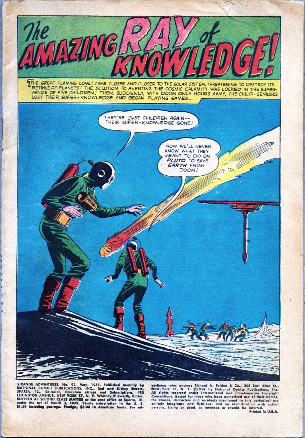 Strange Adventures #92-1958 senza copertina Carmine Infantino Terra bomba planetaria