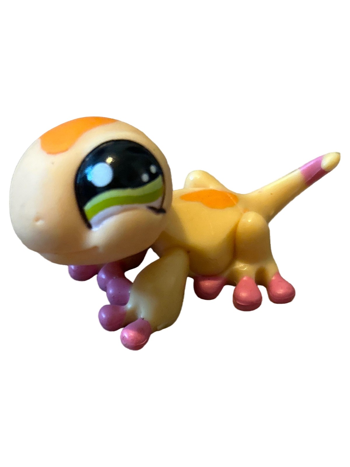 Littlest Pet Shop geco personaggio LPS lucertola giallo arancione rosa personaggio da collezione animale