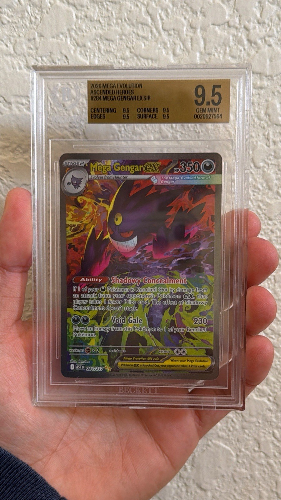 2026 Pokemon TCG Mega Evoluzione Eroi Ascesi #284 Mega Gengar ex SIR BGS 9.5