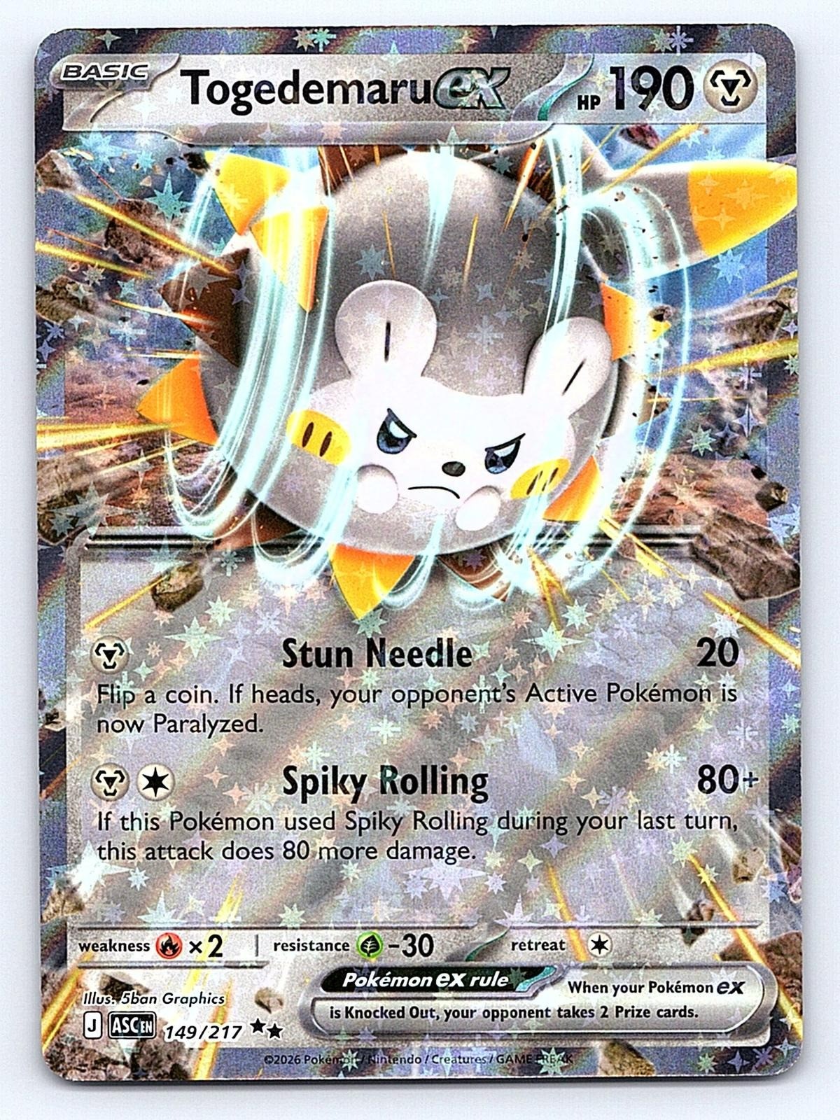 ⭐ Togedemaru ex Holo 149/217 Ascended Heroes Near Mint Pokemon