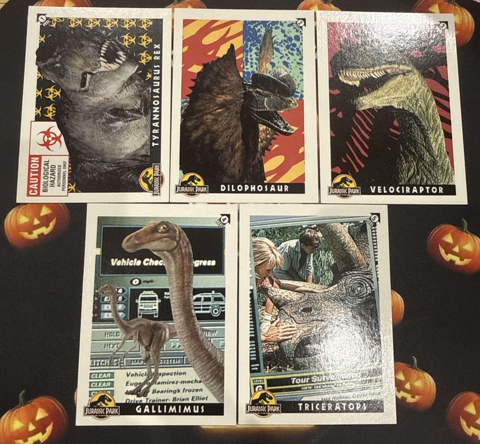 Set 11 carte adesivi Topps Jurassic Park 1993