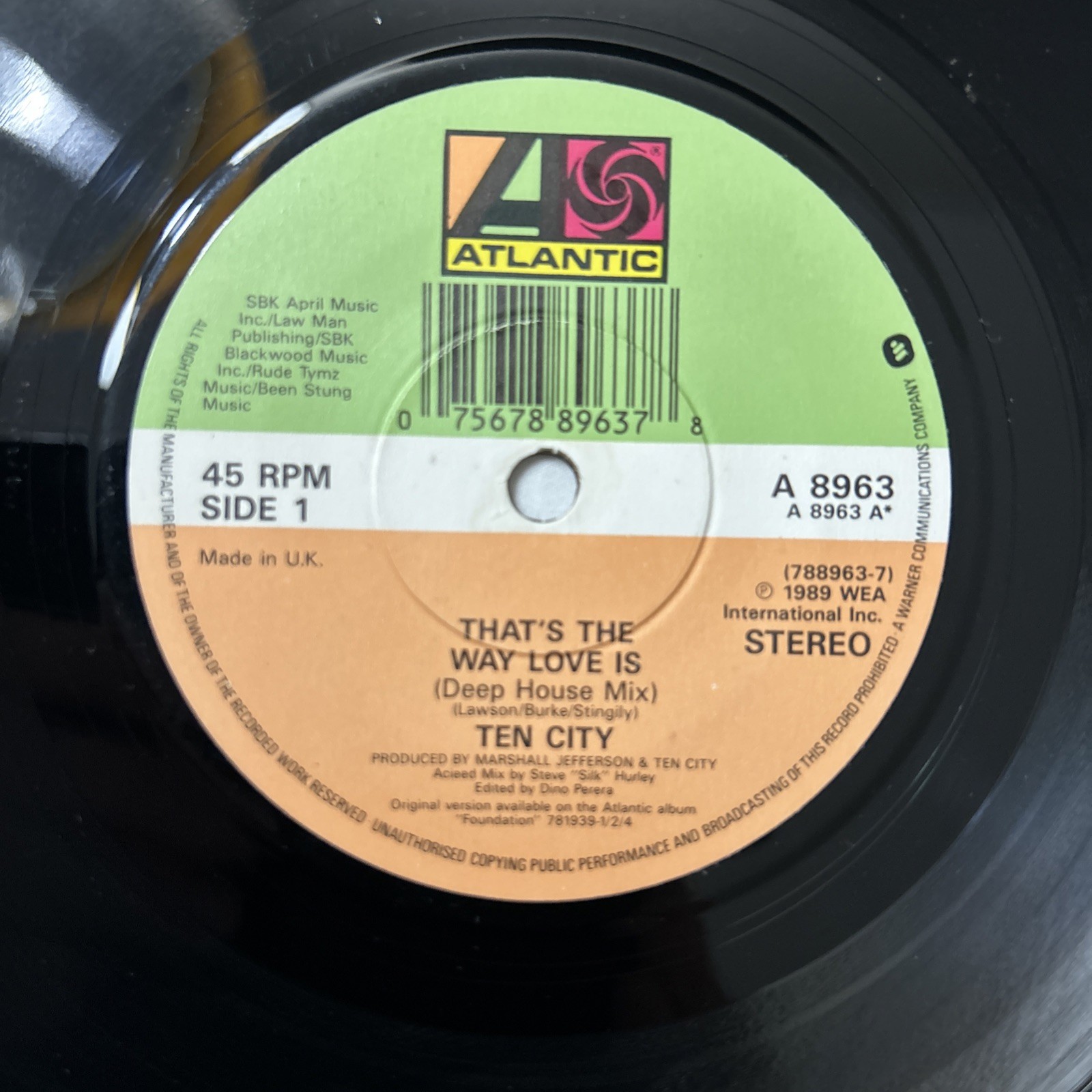Ten City - That’s The Way Love Is EX 7" Vinyl 1989 UK Atlantic A8963 House