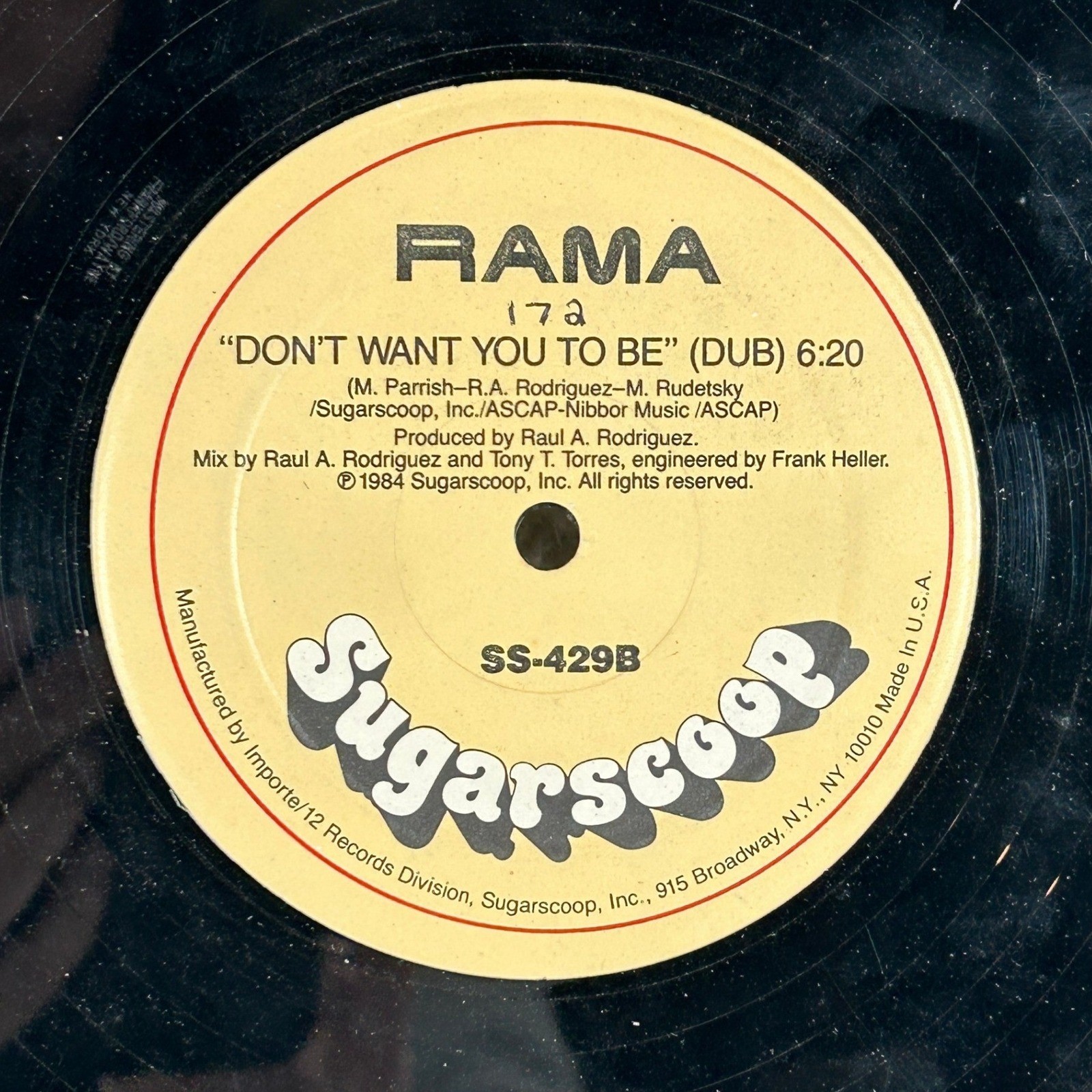 Rama Don't Want You To Be 12" Vinyl Single 1984 Sugarscoop SS-429 Hi-NRG Electro