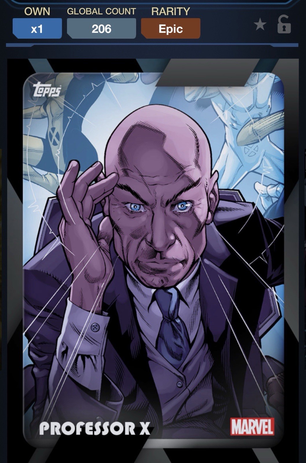 Topps Marvel Collect 2020 DIGITAL X-collection Black EPIC Professor X