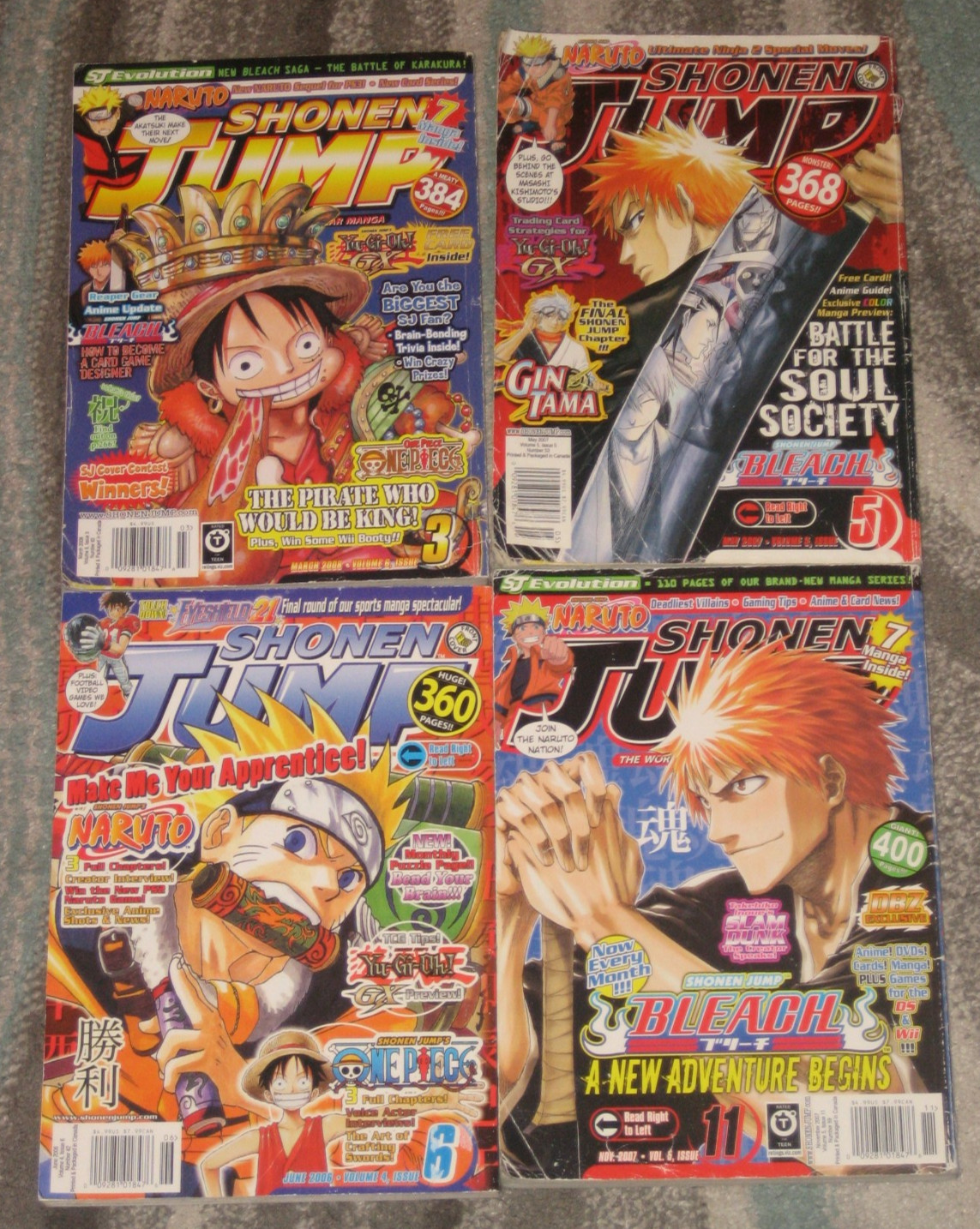 Lotto 4 libri Shonen Jump 3,5,6 e 11 manga Naruto Bleach grafica anime