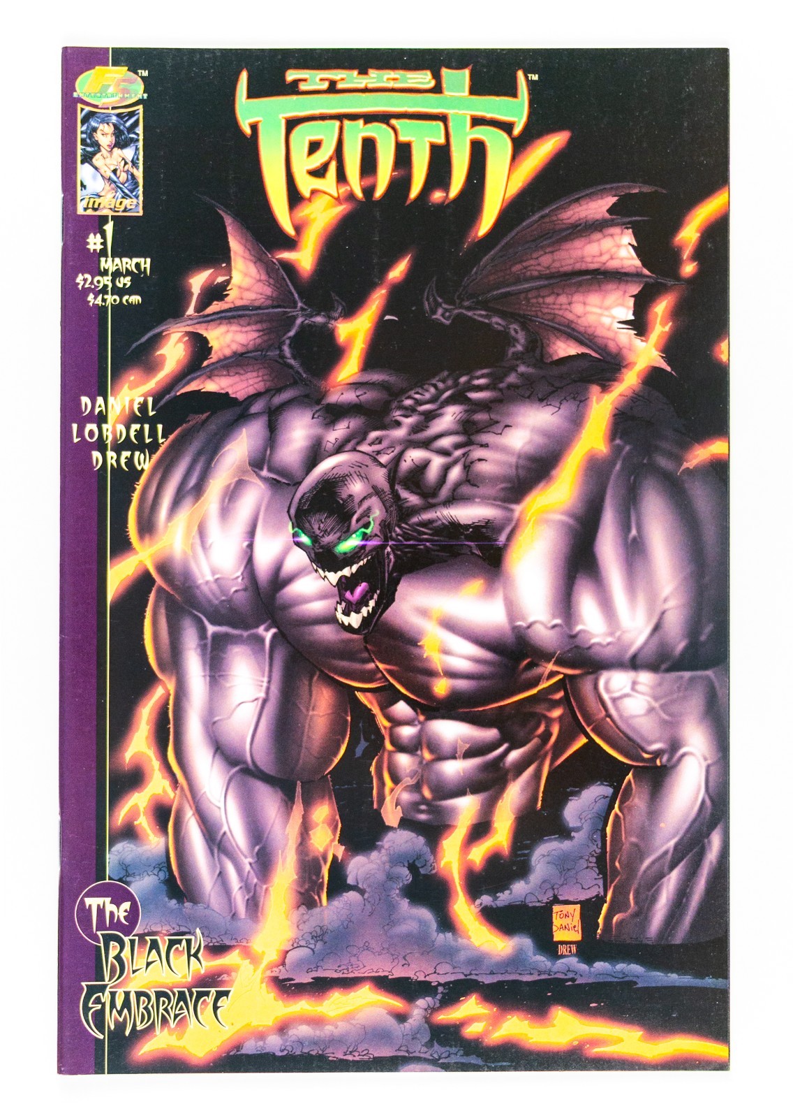 The Tenth: Black Embrace #1 (immagine 1997) copertina variante fuoco Tony Daniels quasi nuovo -