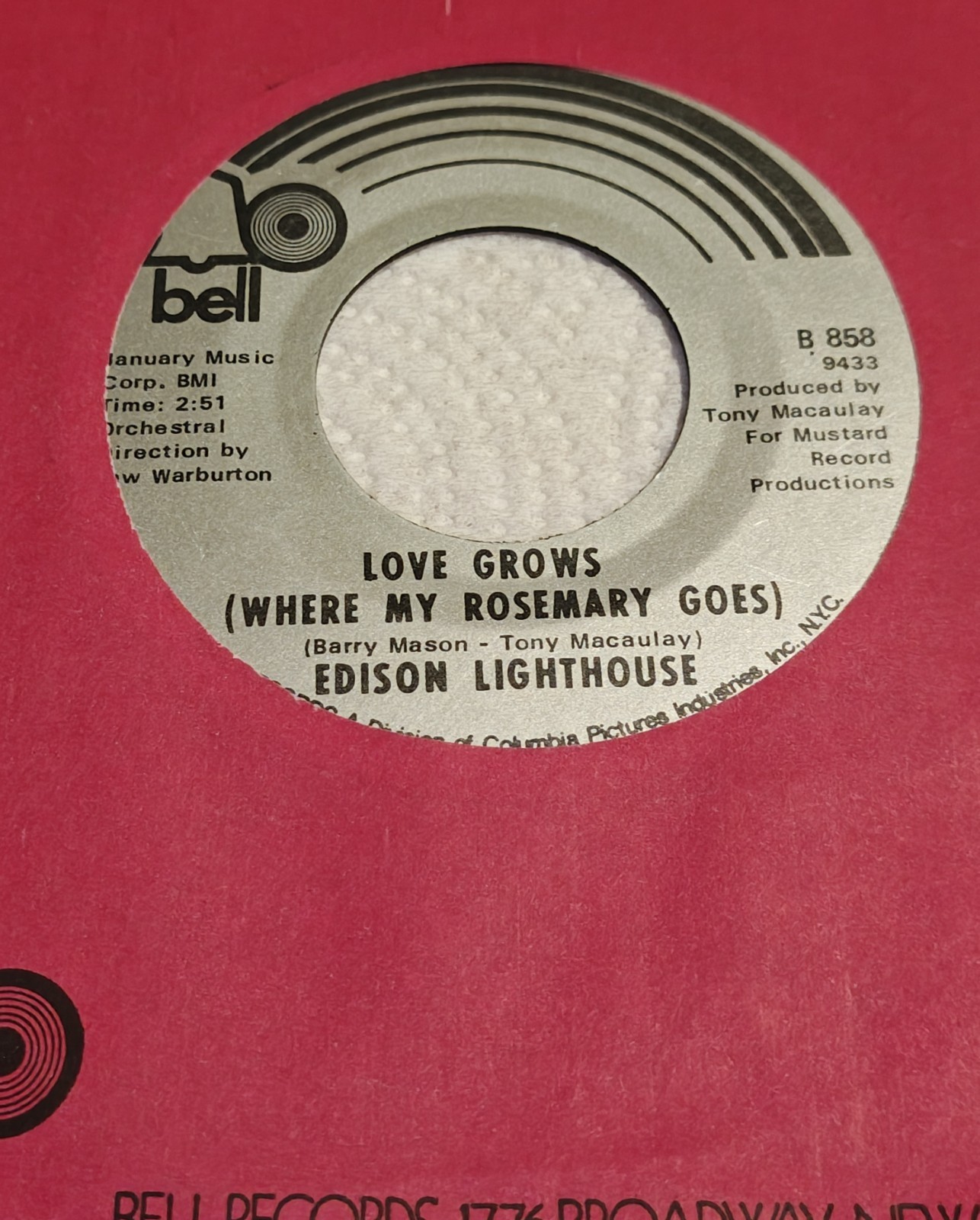 Edison Lighthouse - Love Grows (Where My Rosemary Goes) 45. *1970* Bell# B-858