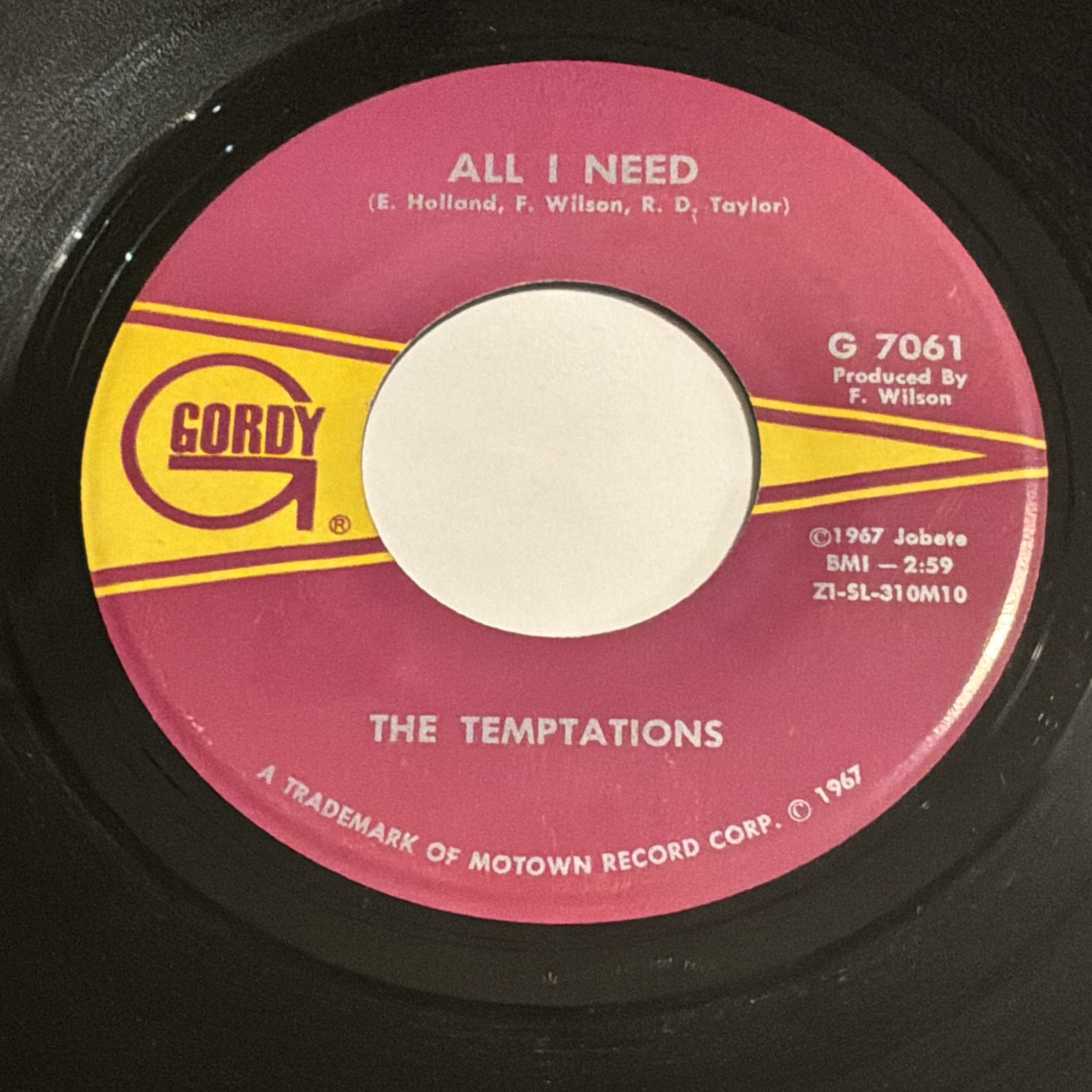 The Temptations: All I Need / Sorry Is A Sorry Word 45 - Gordy - Soul
