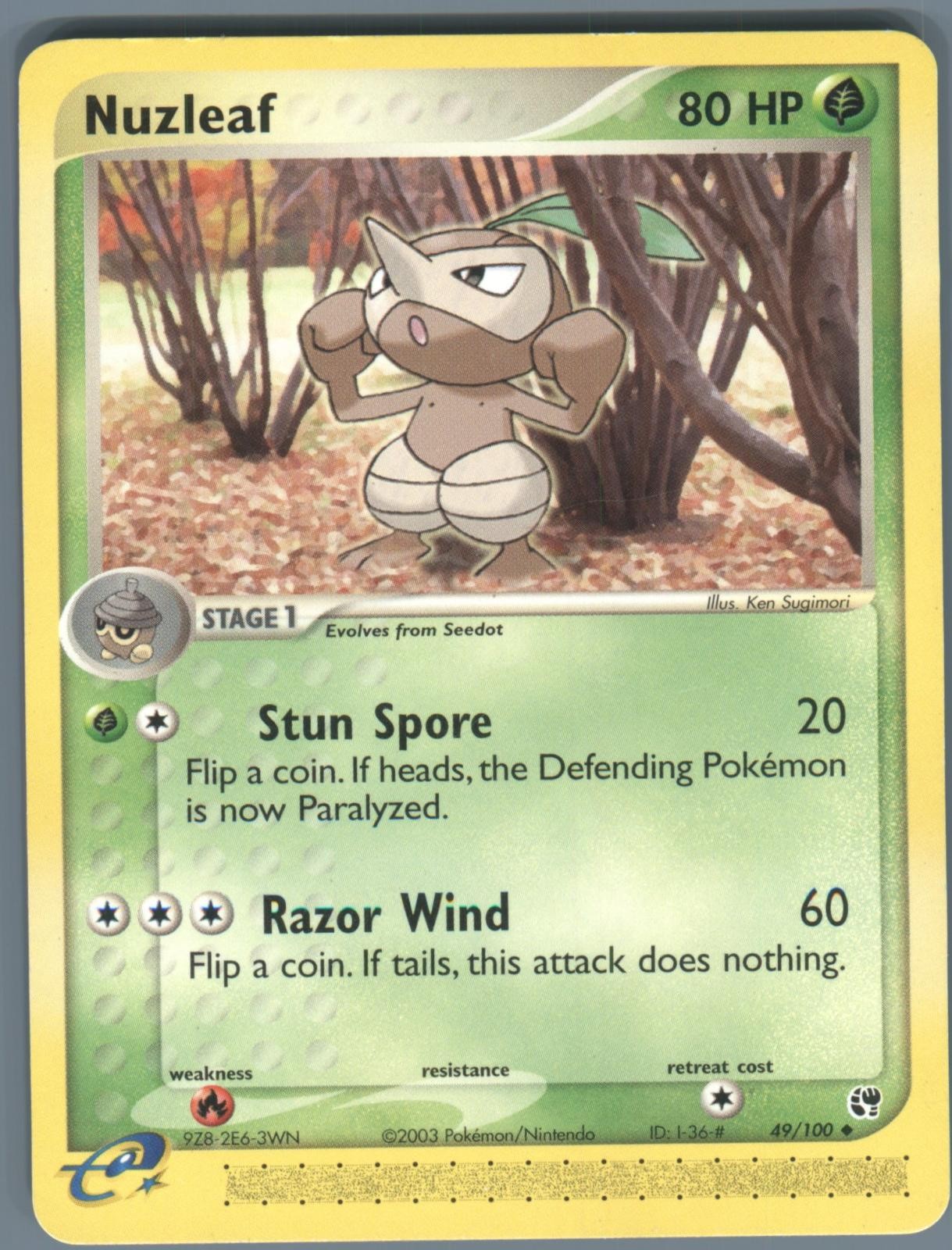 Nuzleaf 49/100 Pokemon Tempesta di Sabbia Non Comune Giocato Leggermente