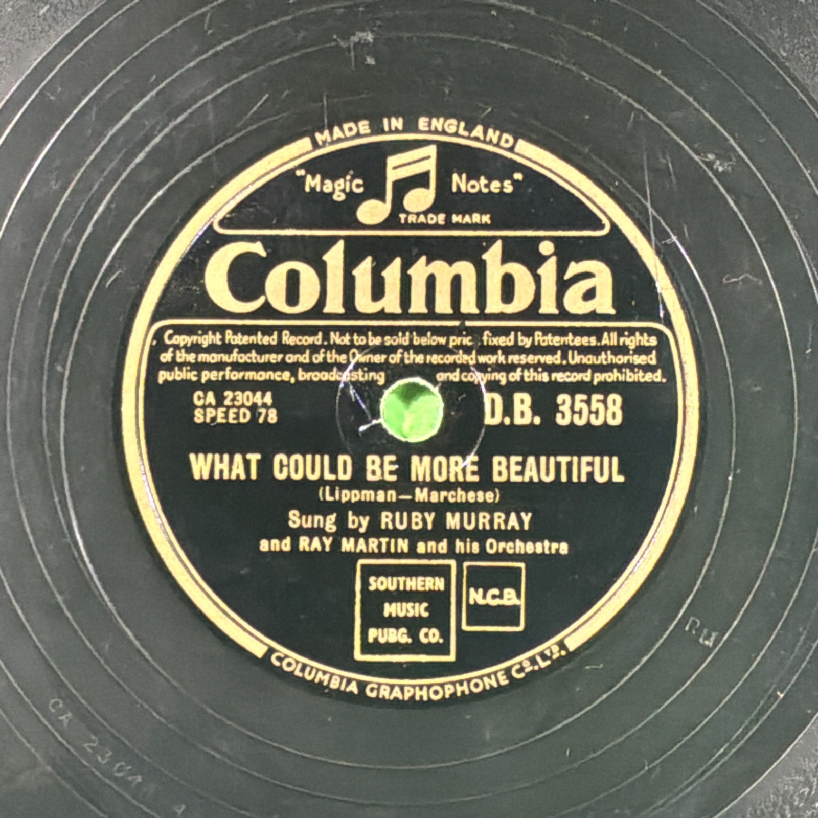 Ruby Murray Softly Softly / What Could Be More Beautiful Columbia DB 3558 78 RPM