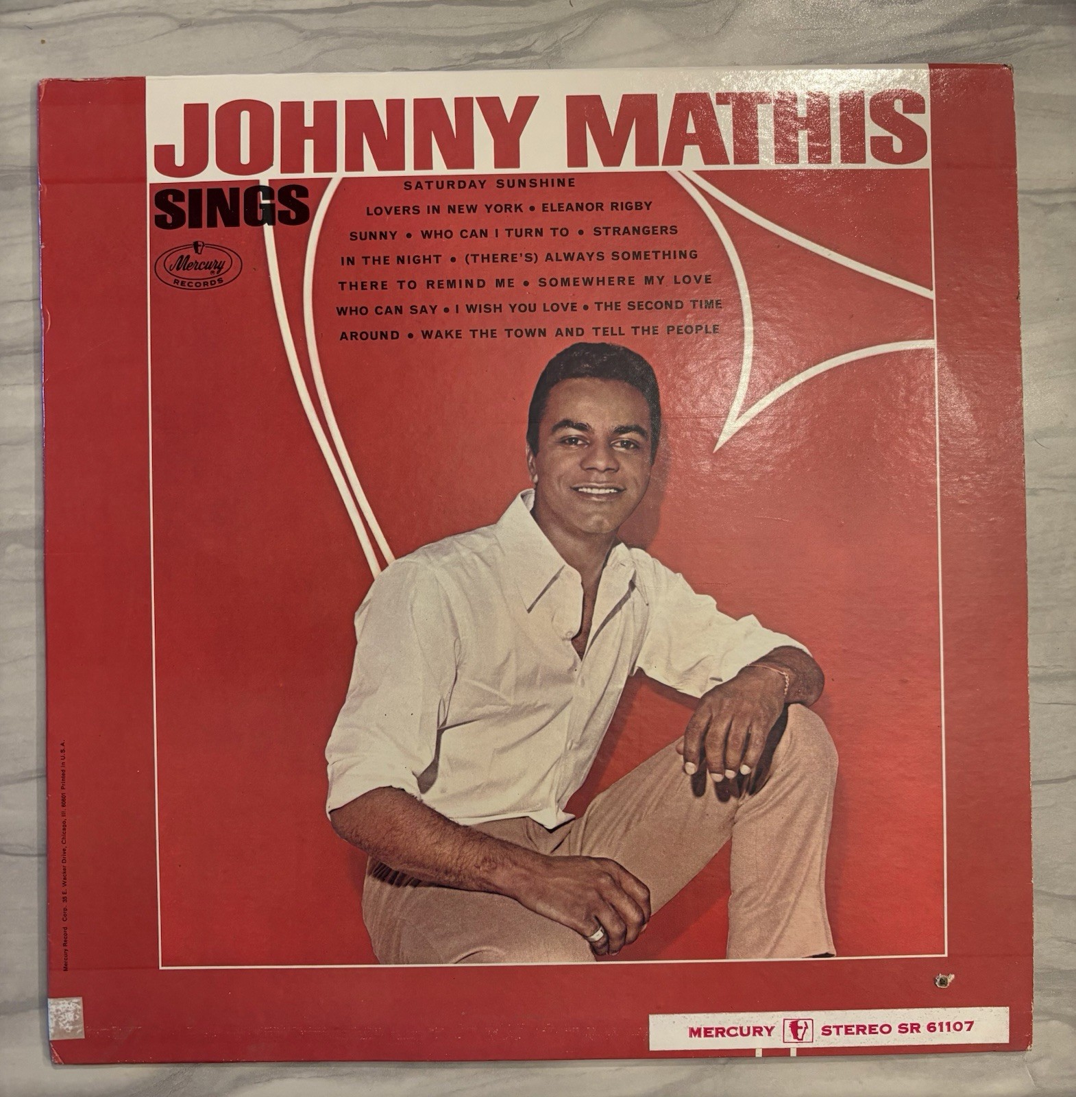 1967 Johnny Mathis Sings Vinyl LP MONO Original Mercury MG-21107 RARE DEADWAX