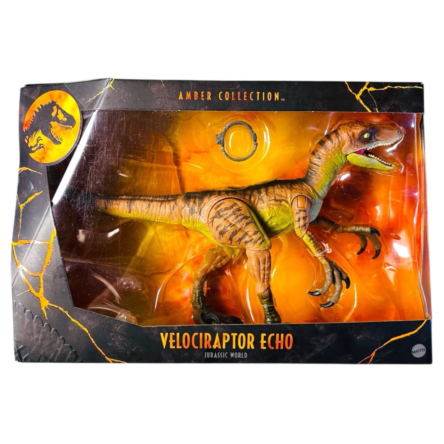 Jurassic World Amber Collection Velociraptor Echo 6" Figura Mattel Dino Raptor