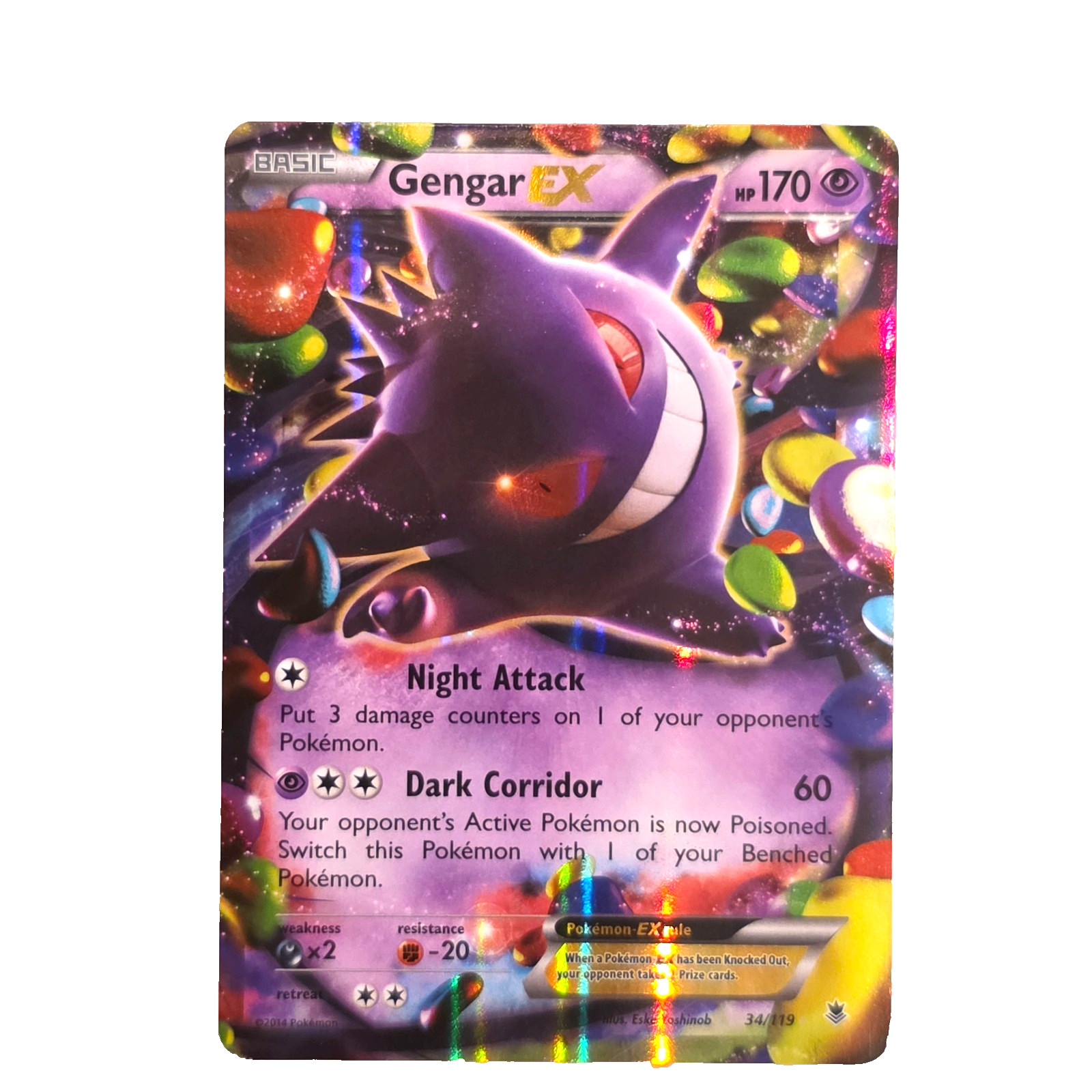 Pokémon Gengar EX Ultra Rara Holo 34/119 XY-Phantom Forces 170 HP Psichico
