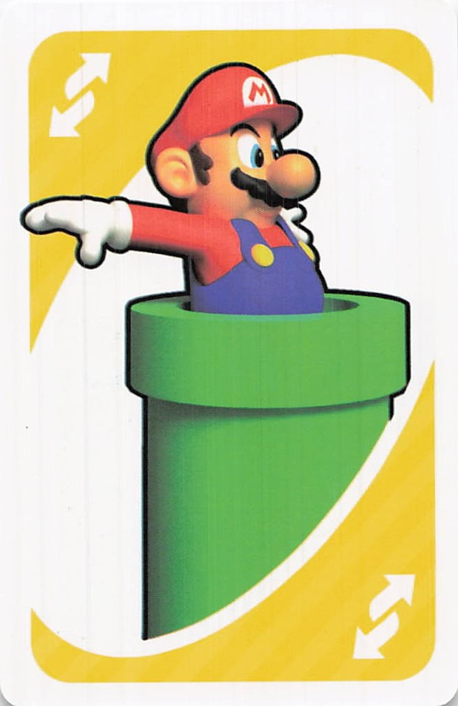 Super Mario Bros UNO Reverse Card Nintendo Mattel Personaggio Game Card