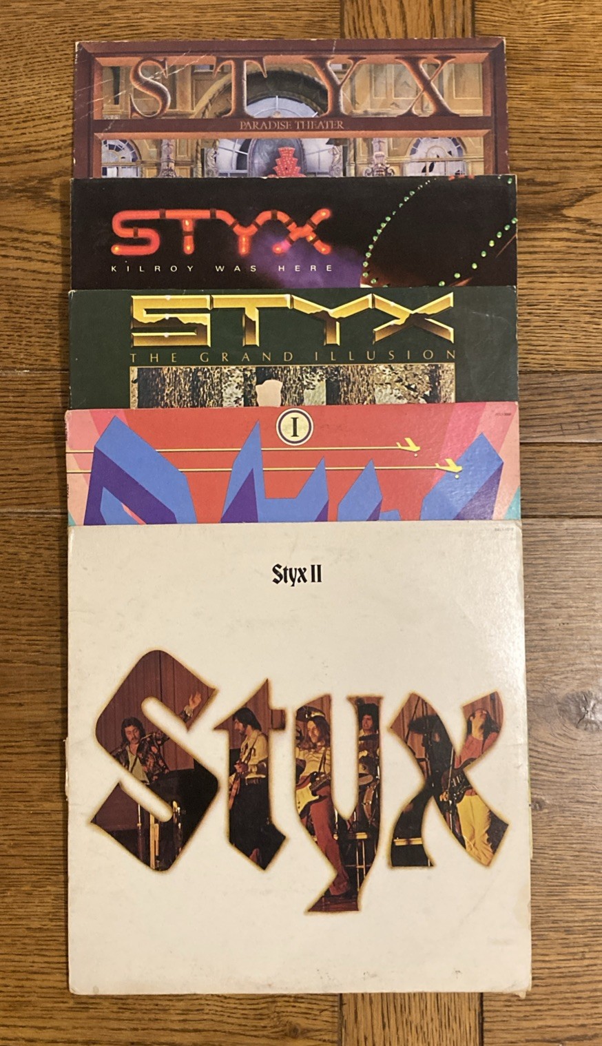 STYX - 5 Vinyl LP LOT - Kilroy, Paradise Theater, I, II, Illusion WORN