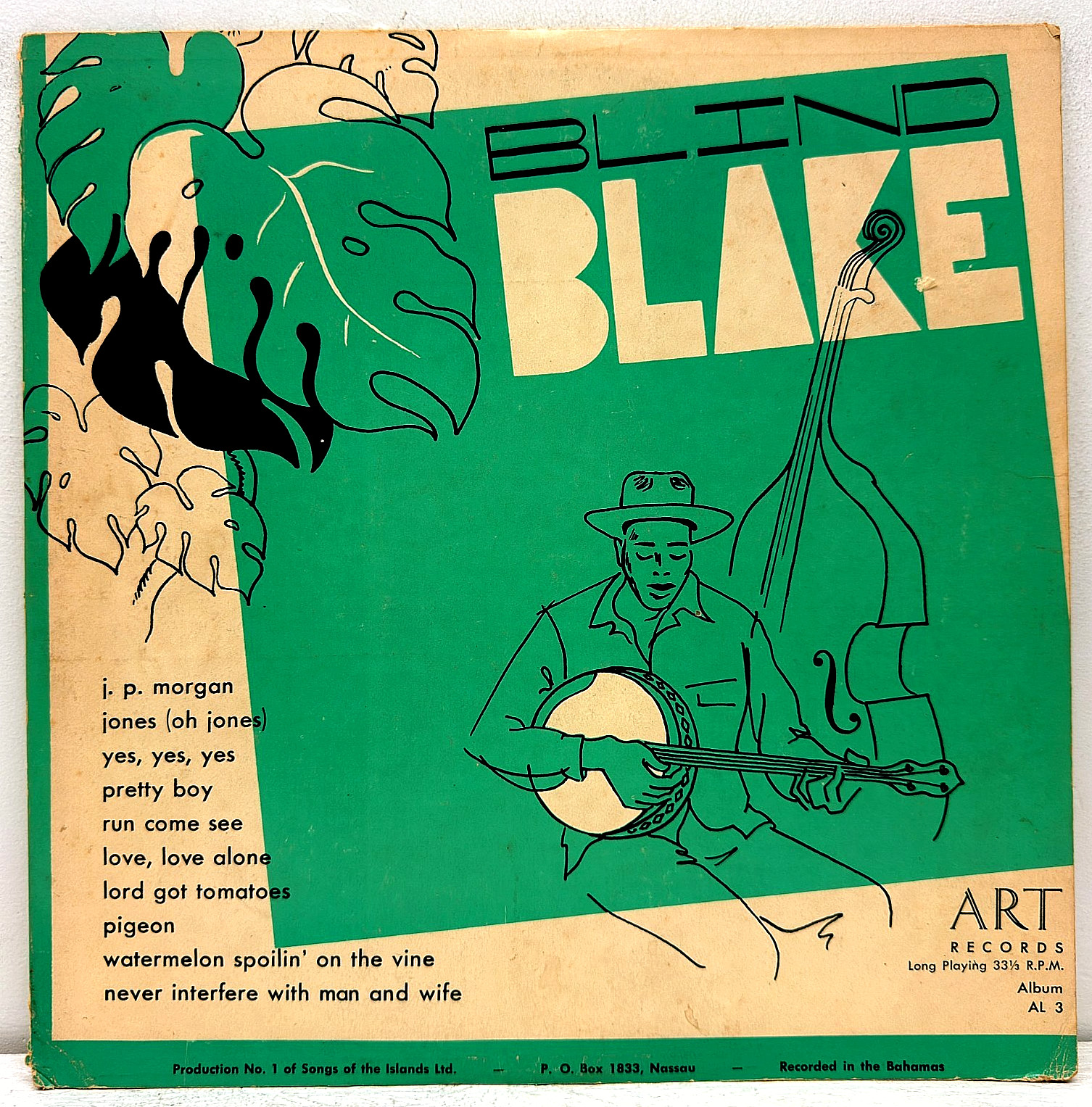 Blind Blake A Group of Bahamian Songs LP ART Records ALP 3 1951 Vinyl