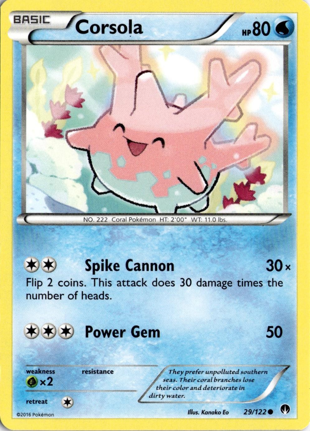 Pokemon Corsola 29/122 punto di rottura comune giocato moderatamente