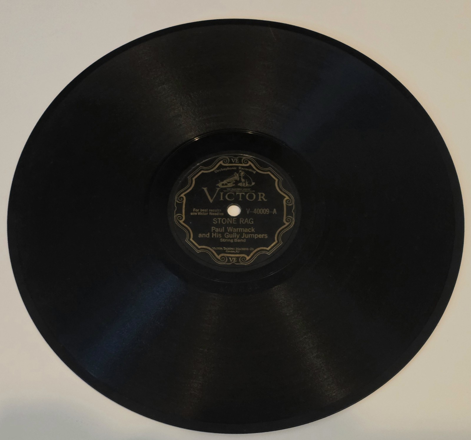 Paul Warmack and His Gully Jumpers Stone Rag 78 rpm Victor VE Records 40009