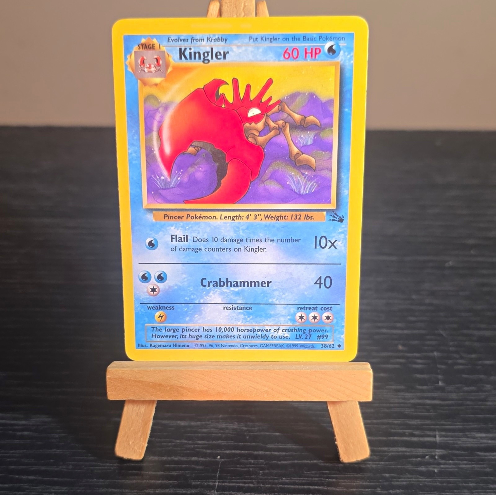 Pokémon TCG Kingler Fossil 38/62 Unlimited Uncommon Regular English 1999