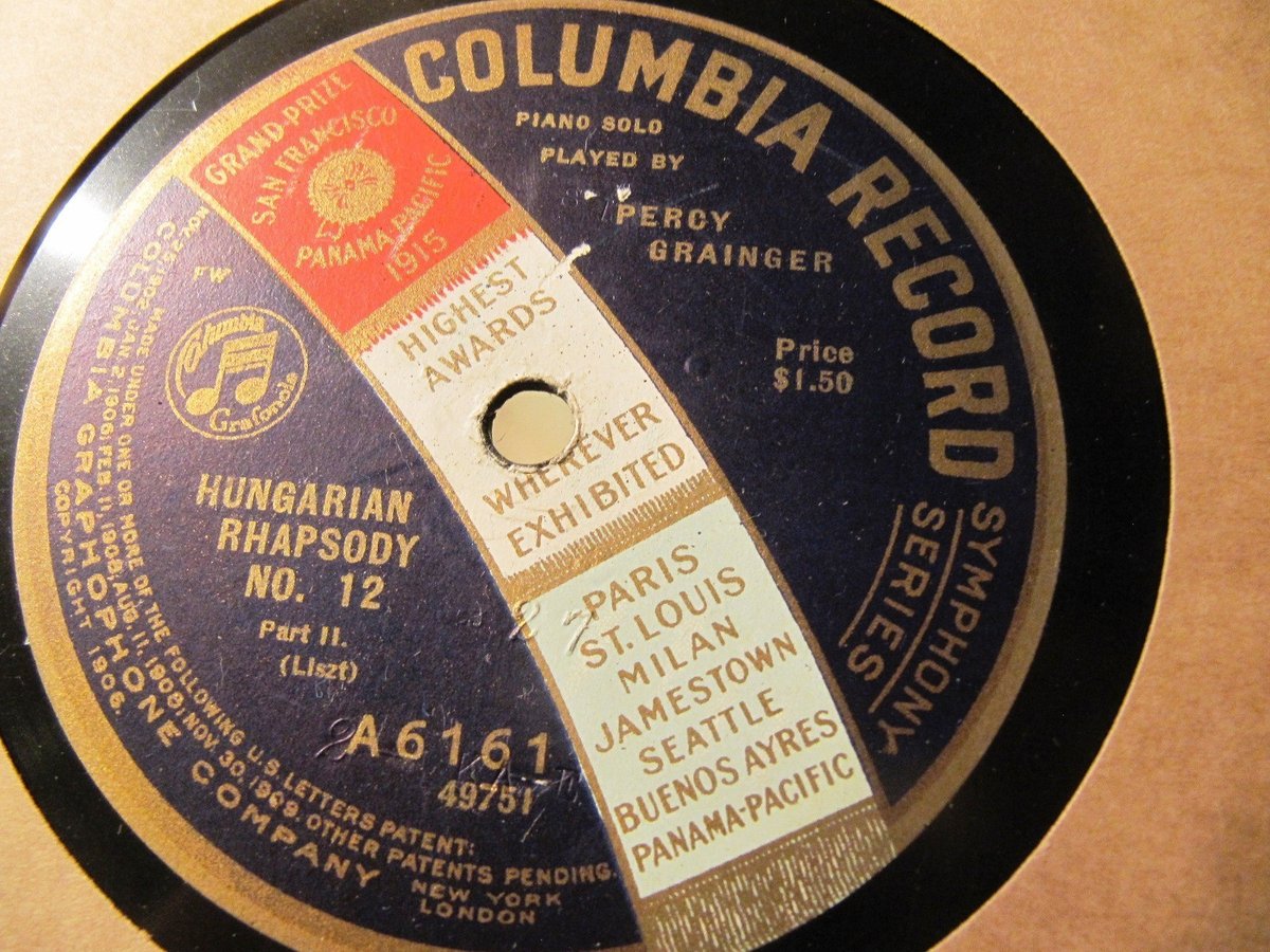 1920 Australian PERCY GRAINGER Piano LISZT HUNGARIAN RHAPSODY 12 Columbia A6161