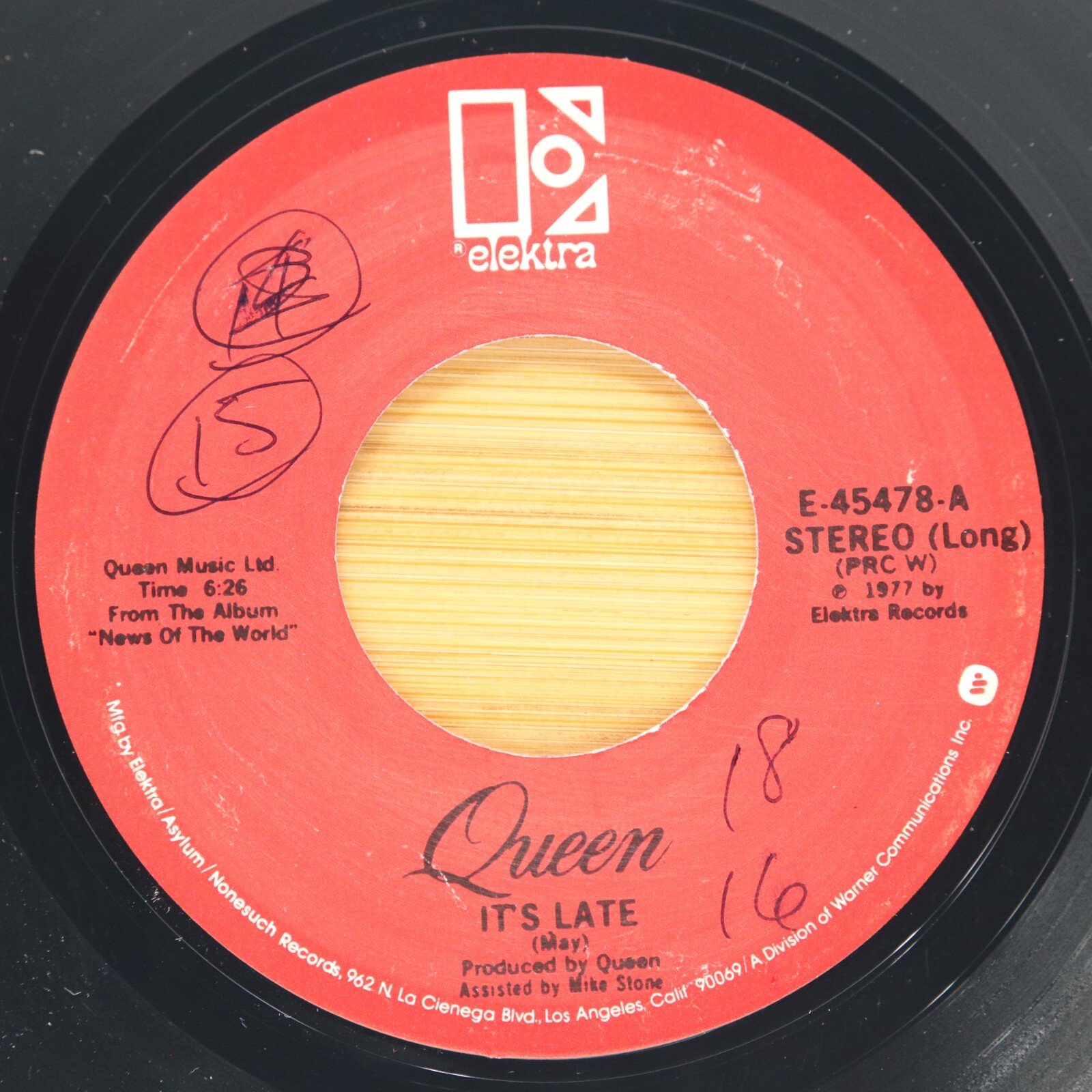 QUEEN - IT'S LATE / SHEER HEART ATTACK -  ROCK 45 ELEKTRA