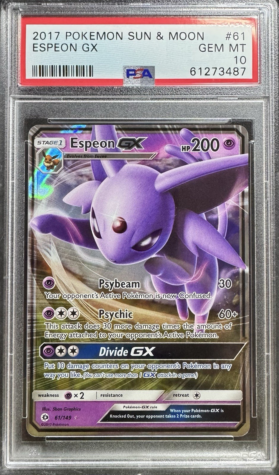 PSA 10 ESPEON GX 61 SET BASE SOLE E LUNA POKEMON GEM OTTIME CONDIZIONI