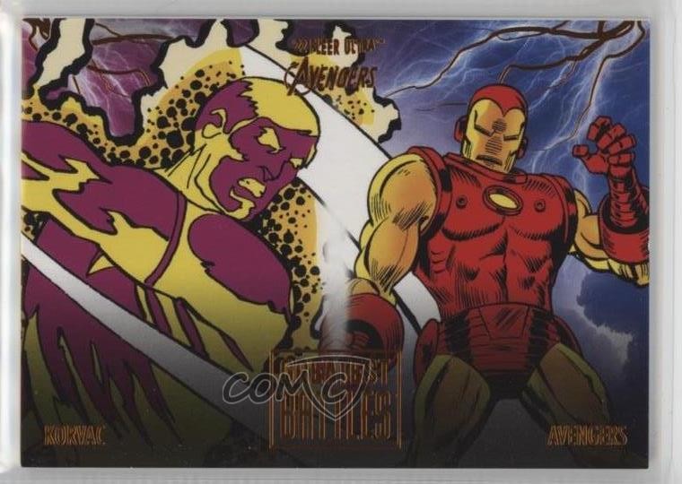 2022 Fleer Ultra Avengers Greatest Battles Orange Foil /549 Korvac Iron Man 08wd