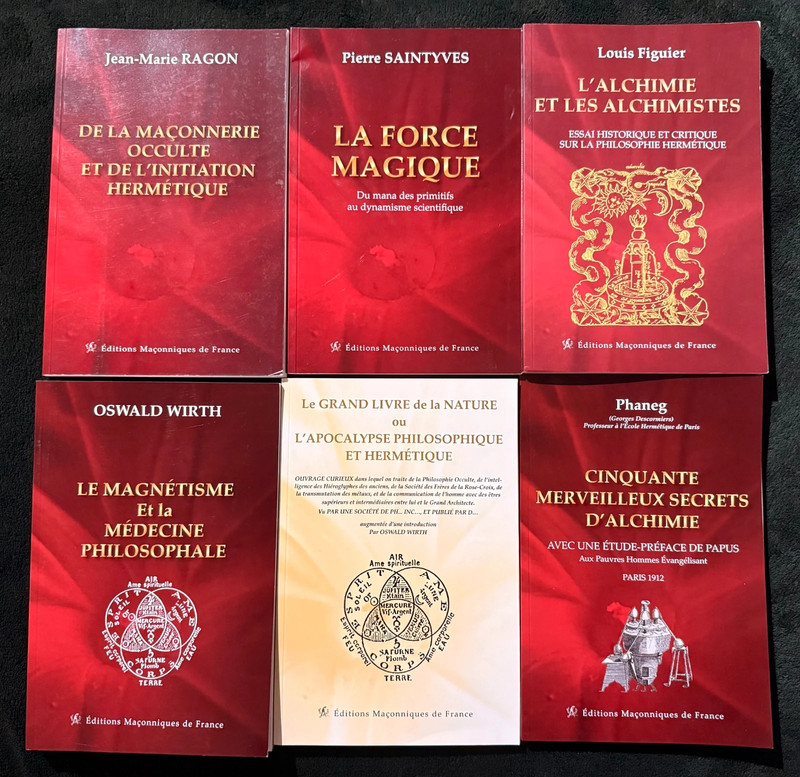 Lot de 6 livres – Collection “Philosophie Hermétique & Alchimie” Éditions Maçonniques de France