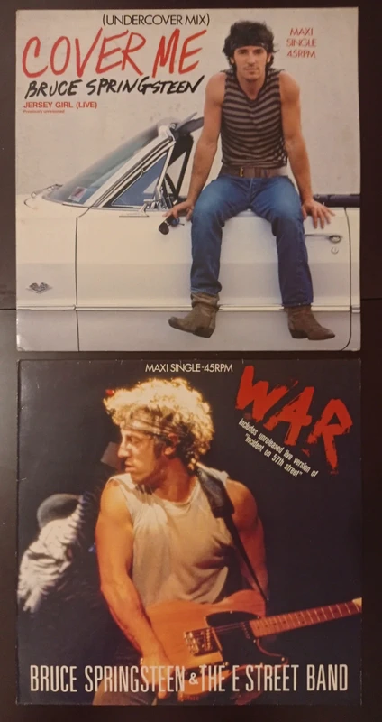 Lot de deux Maxis 45T vinyles de Bruce Springsteen" Cover me" et "War "