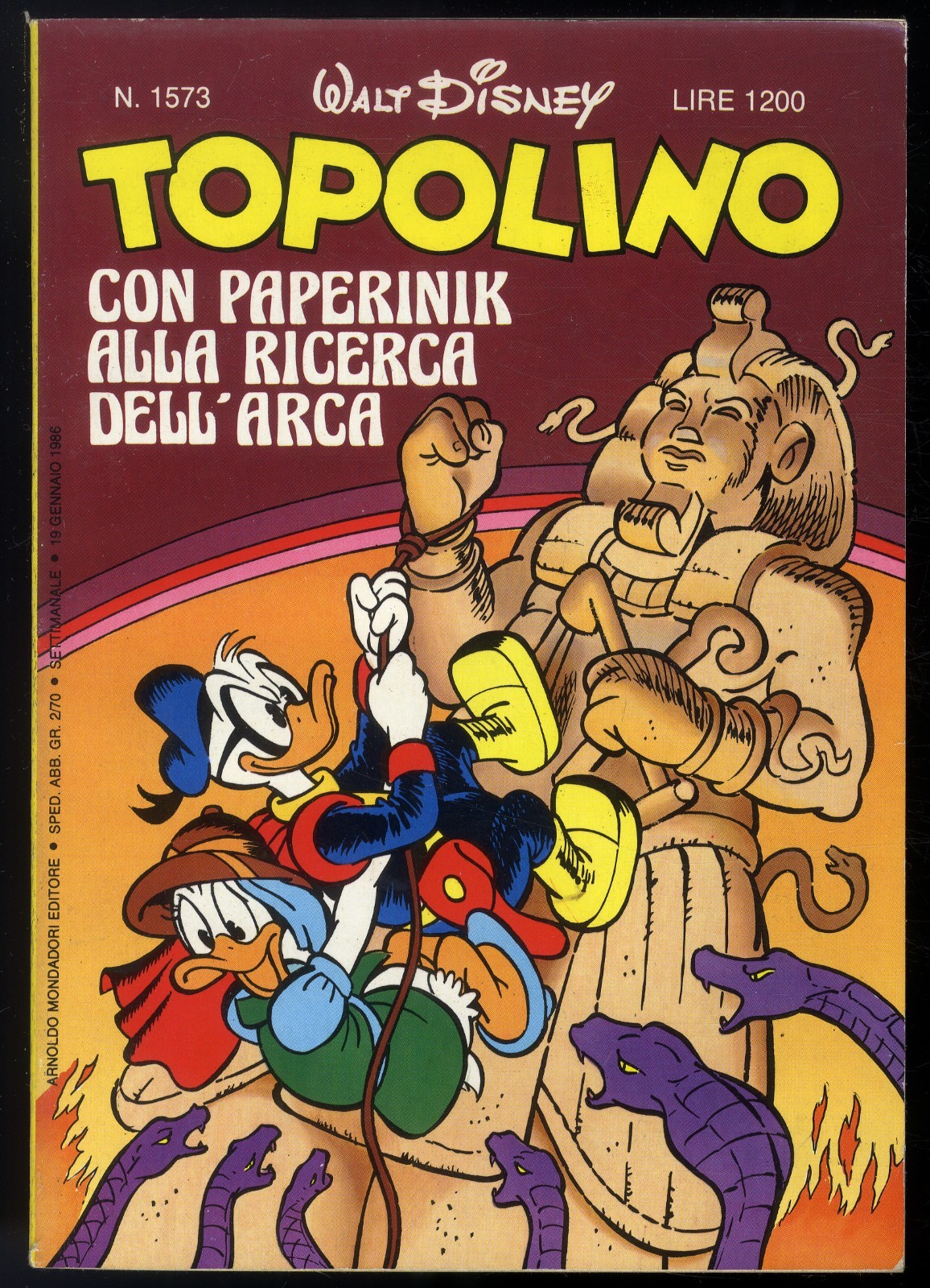 TOPOLINO N° 1573 - 19 GENNAIO 1986 - CON POSTER DISNEY - CONDIZIONI OTTIMO