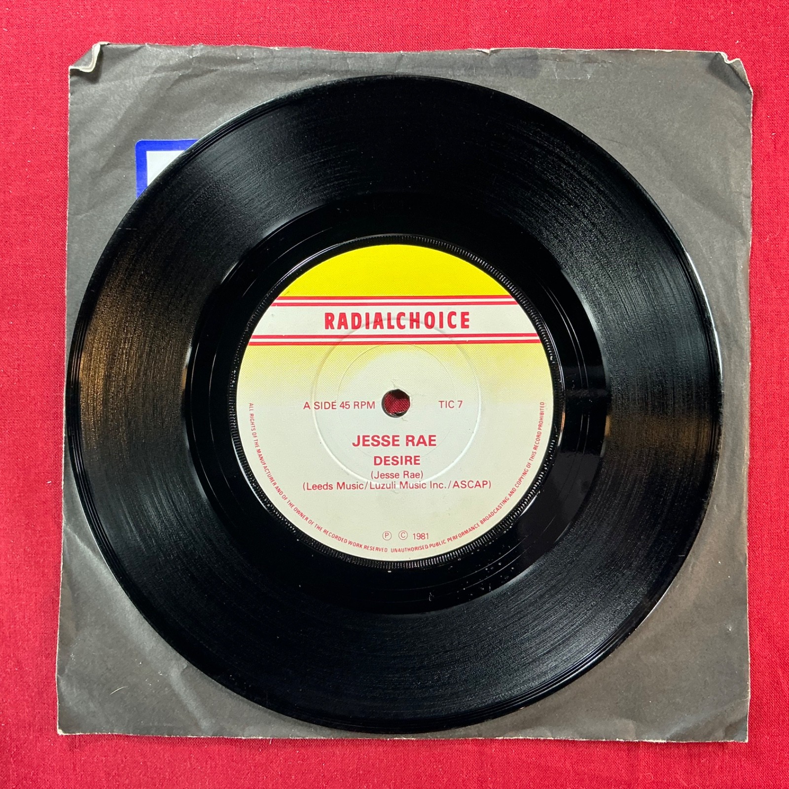 Jesse Rae, Desire, 7" Vinyl Single Record