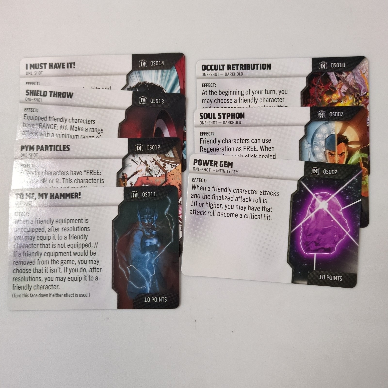 (7) Heroclix One Shot Cards 2, 7, 10-14