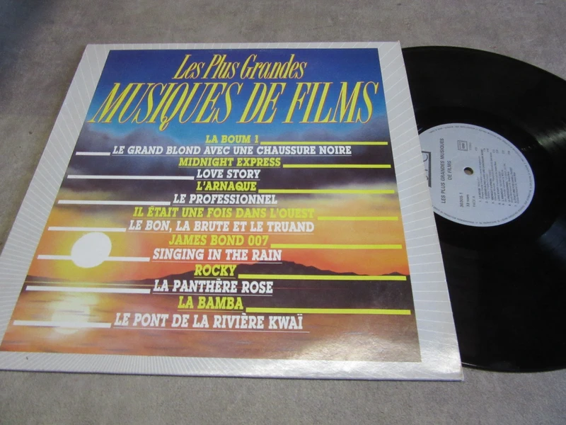 vinyle 33 tours plus grandes musiques  films  boum 1 arnaque  professionnel  bon brute  james bond