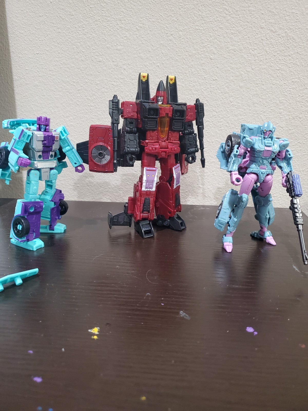 Transformers lotto 3 figurine da collezione spinta, rottura G2, cascata