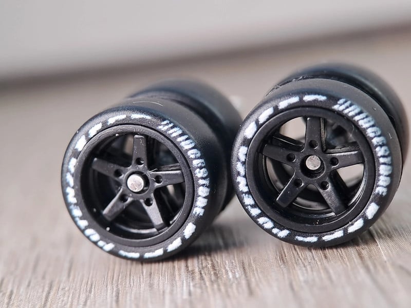 1/64 Bridgestone Potenza Matte Black 5-Spoke Custom Wheels