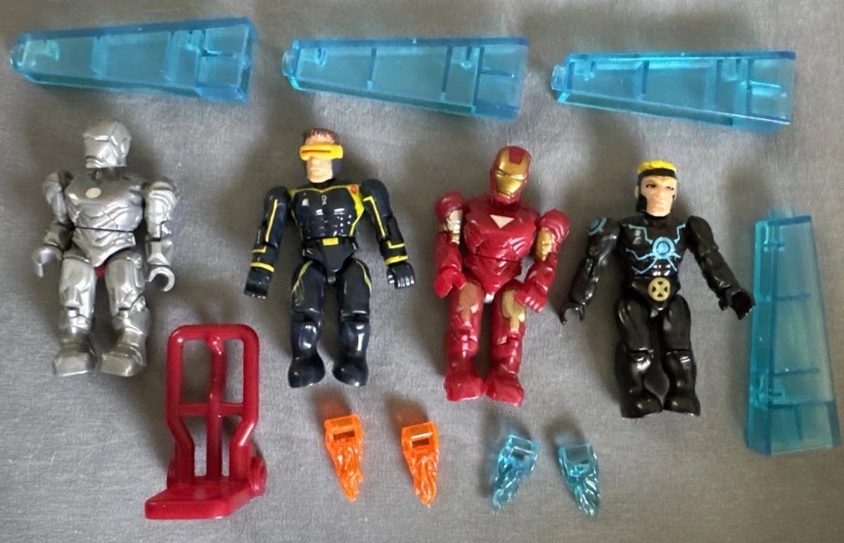 VINTAGE MEGA BLOKS MARVEL FIGURE IRON MAN HAVOK RARO CICLOPE X-MEN