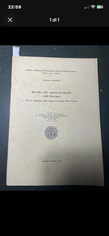 Vegetazione dello Stagno di Genano Porto Torres Sardegna Chiappini 1962
