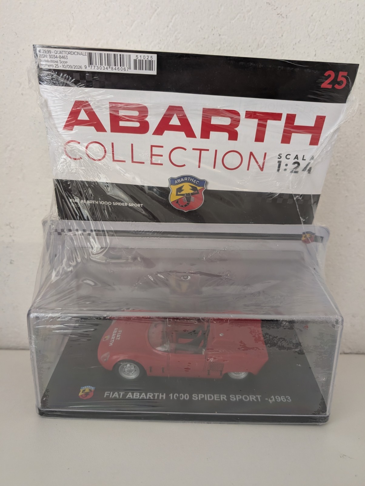 ABARTH COLLECTION N° 25 FIAT 1000 SPIDER SPORT 1963  1:24 Hachette NUOVO 2026