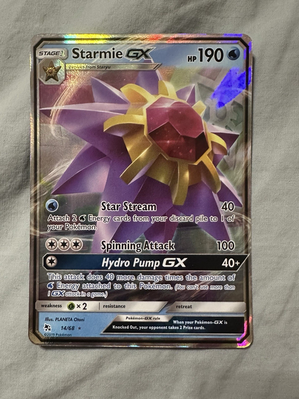 Starmie GX 14/68 Holo Ultra Rare Hidden Fates Pokemon QTY