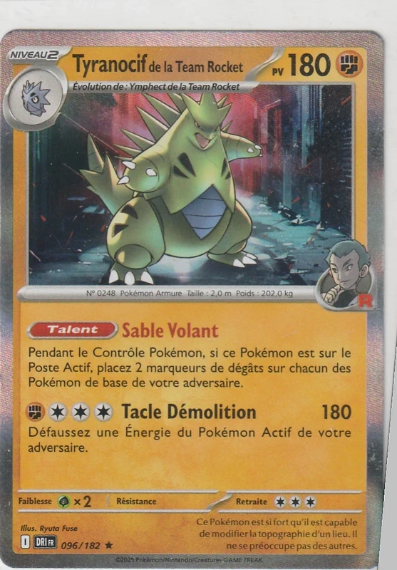 carte pokémon tyranocif de la team rocket rare holo - protection standard