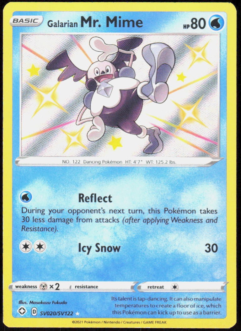 Galarian Mr. Mime SV020/SV122 Holofoil ShHR Shining Fates: Shiny V... NM Pokemon
