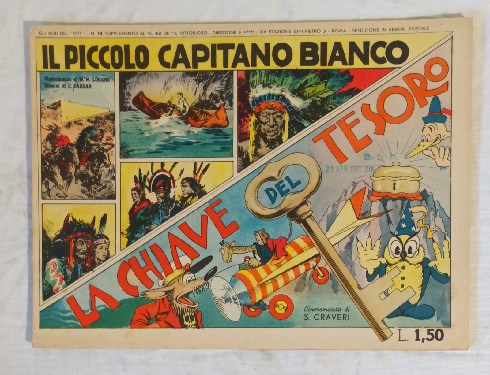 ALBI DEL VITT Prima S. "piccolo capitano/La chiave"  n.14  Caesar/Craveri 1939 !