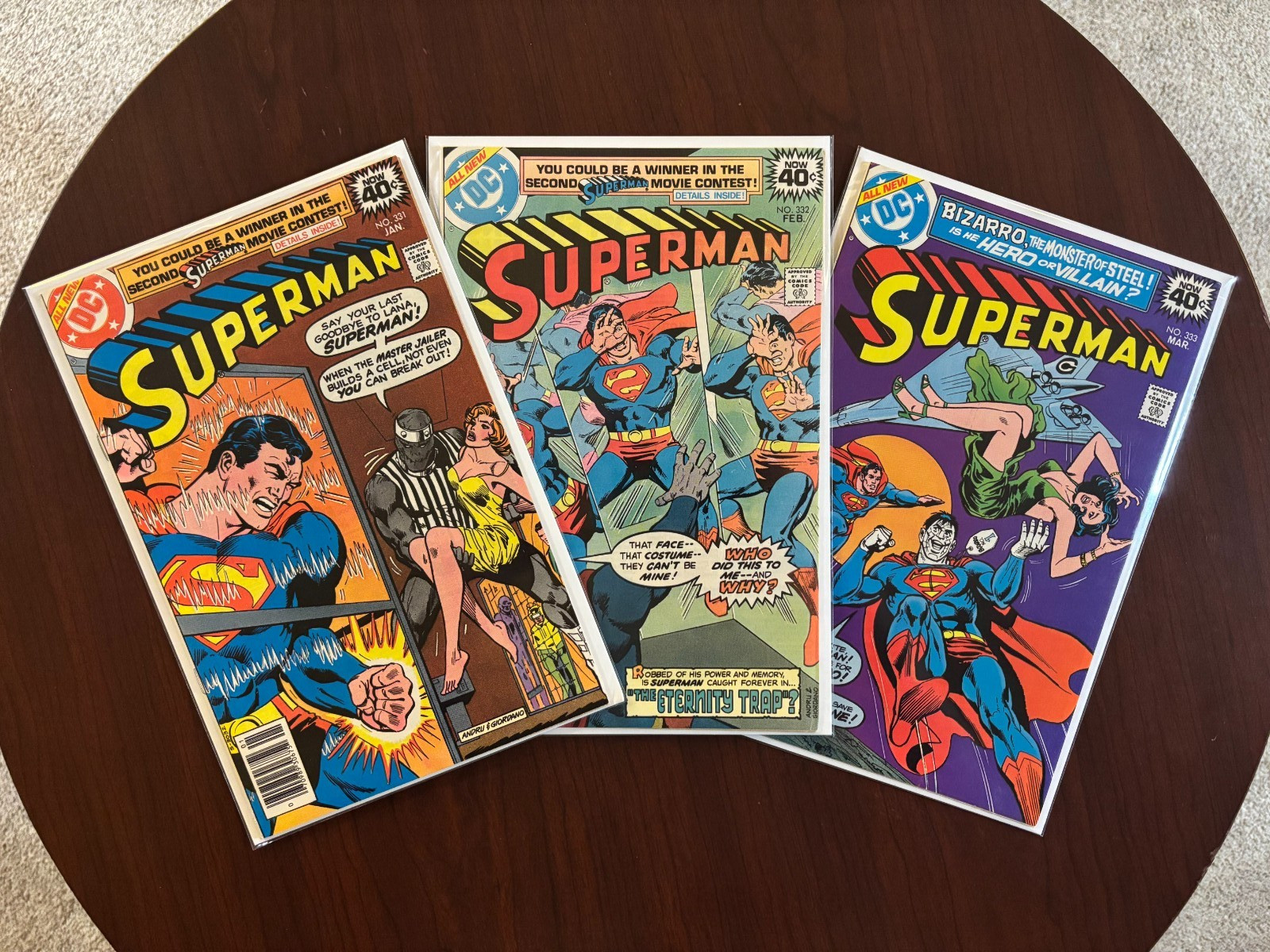 (Lotto di 3 fumetti) Superman #331 #332 #333 (DC 1979) età del bronzo 1° Master Jailer