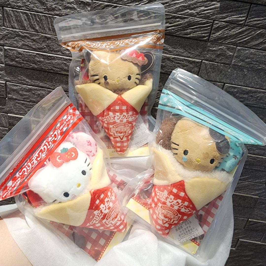 Charm peluche Hello Kitty x Marion crepes set completo di 3 Giappone