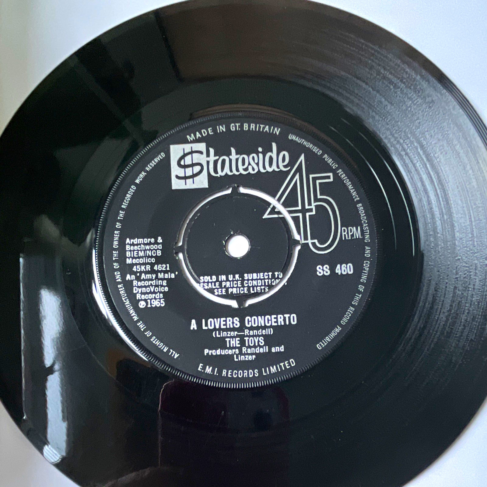 The Toys A Lovers Concerto / This Night 7" 45 Stateside SS 460 1965