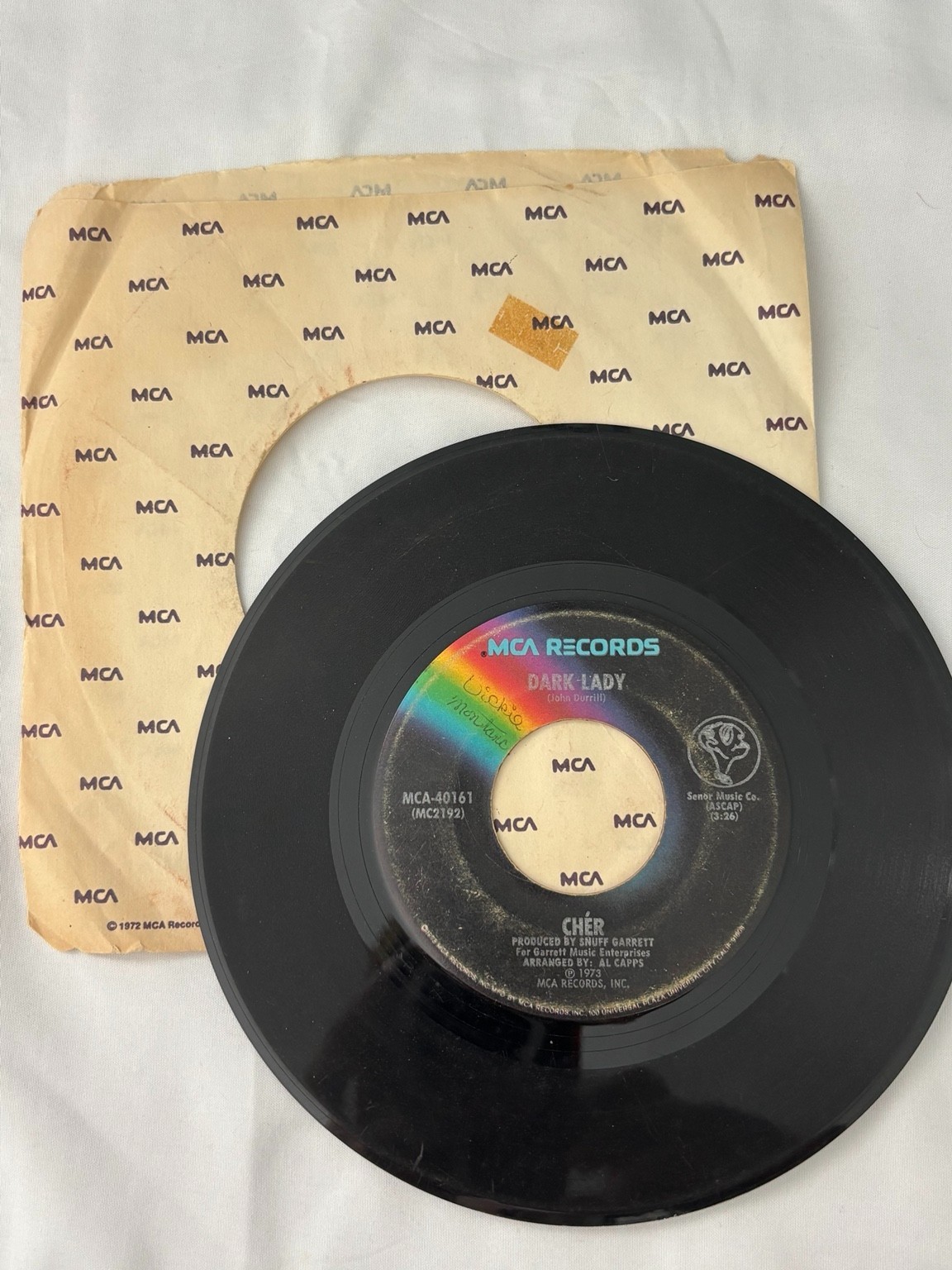 Cher Dark Lady 45 MCA 40161 1973 Vinyl Single Two People Clinging
