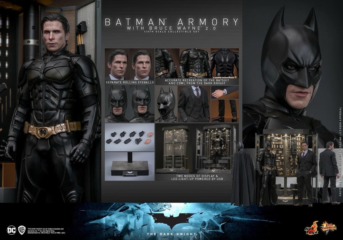 Hot Toys Batman Armory con Bruce Wayne 2.0 Modellino scala 1/6 MMS750 *Nuovo di zecca