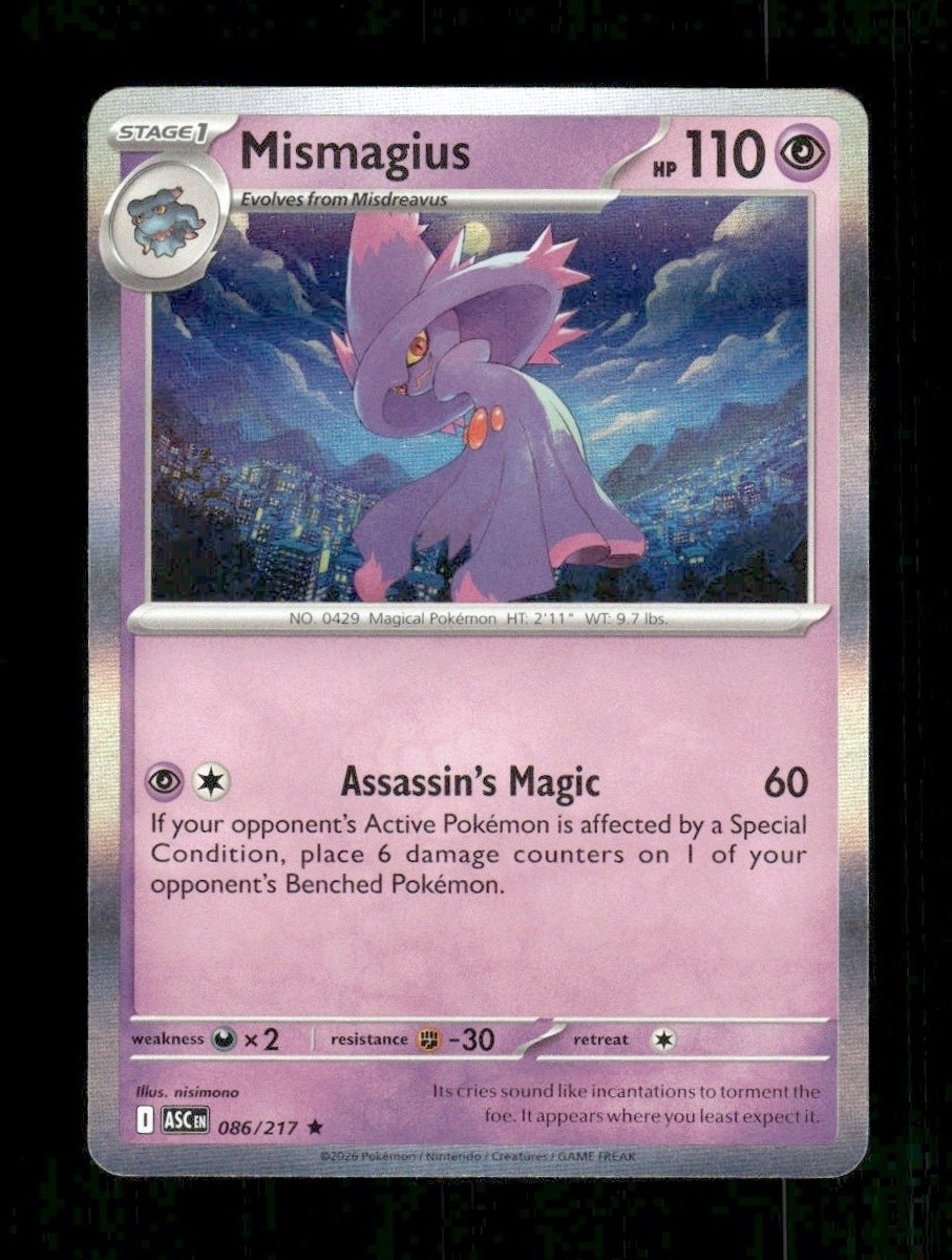 ME: Ascended Heroes Mismagius 086/217 Holo quasi nuovo