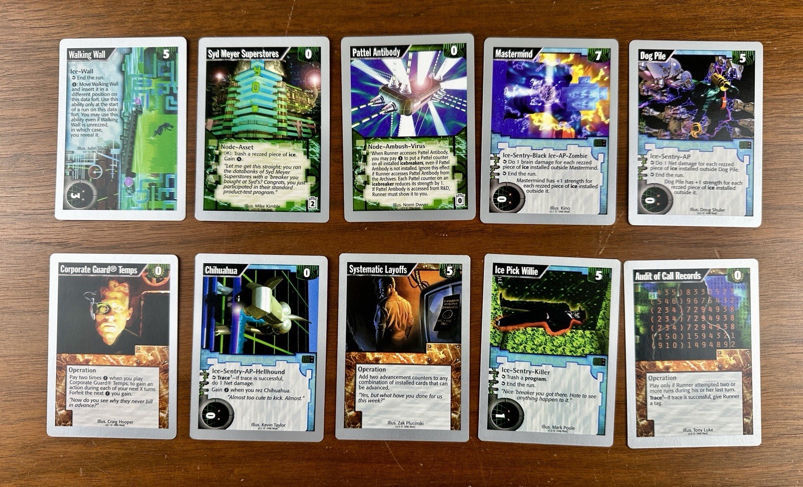 Lotto dieci carte originali Netrunner Proteus (v2.1) (5) Wizards of the Coast rare!
